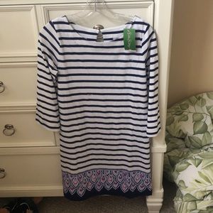 Lilly Pulitzer bay dress in serene stripe